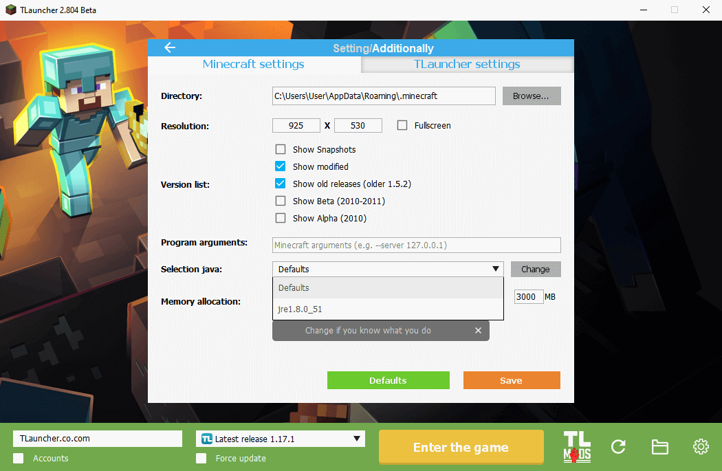 TLauncher 2.804 Settings 2