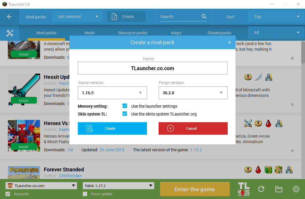 Creating a mod pack in TLauncher 2.8